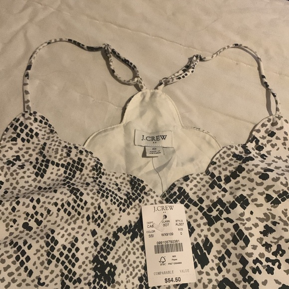 NWT size 0 XS J. Crew Snakeskin print scallop neckline gray and black lined tank - Picture 4 of 6